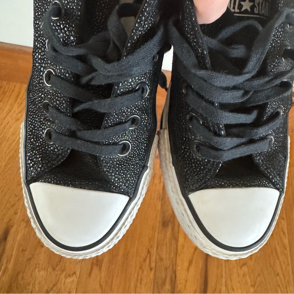 Converse All Star Low Top Sneakers Women’s 7 Pebble Black Leather Casual Shoes - Picture 7 of 9